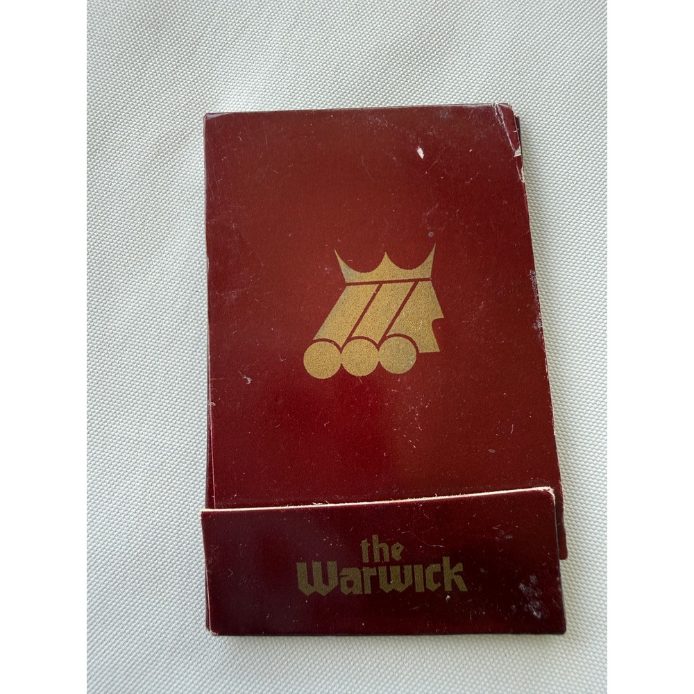 Vintage The Warwick Hotel Travel Sewing Kit Maroon‎ Gold Emergency Mending Set